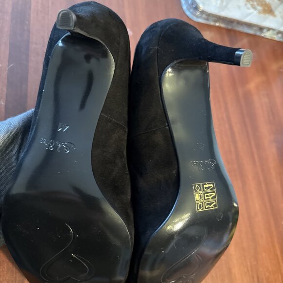 Sole Bliss Ingrid heel Pumps Black Suede Shoes - Picture 9 of 16